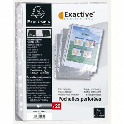 File de protectie Falken, orange peel, grosime 45 microni, 100 bucati/set File protectie Exacompta Exactive, PP, cristal, portrait, A4, 20 bucati/set