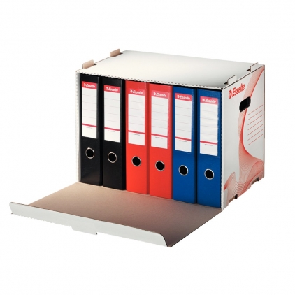 Cutie arhivare Fellowes, Trilex, cu maner ergonomic PP, latime 120 mm, albastru Container de arhivare Esselte Standard pentru bibliorafturi 
