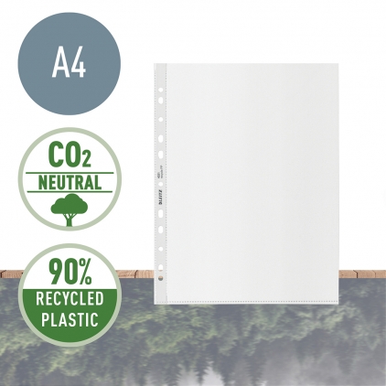Folie de protectie Esselte, A4, cristal, 75 microni, cutie de 100 buc Folie de protectie Leitz Recycle, PP reciclat, A4 Maxi, 100 mic, 25 bucati/ set, standard