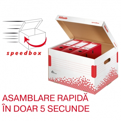 Cutie depozitare Fellowes, Basic, inalta, 420x340x330 mm Container de arhivare Esselte Speedbox pentru bibliorafturi 