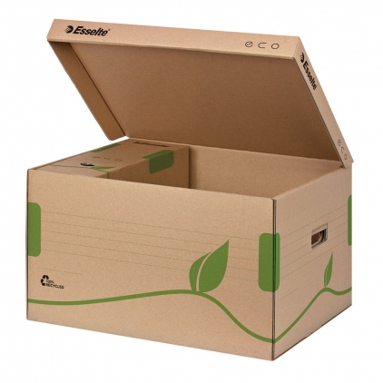Cutie depozitare Fellowes, Basic, inalta, 420x340x330 mm Container de arhivare Esselte Eco cu capac pentru Cutii 8/10