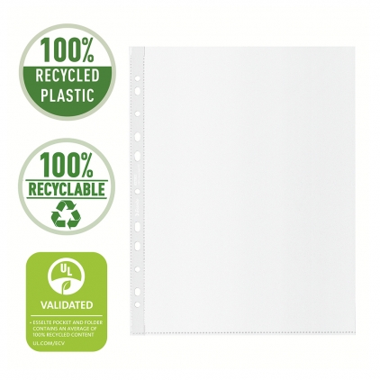 Folie de protectie Esselte, A4, cristal, 55 microni, cutie de 100 buc Folie de protectie Esselte Recycled, PP? reciclat, A4 MAXI, 70 mic, 50 bucati/cutie, standard
