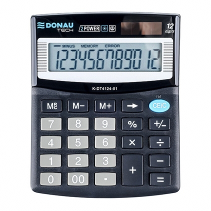 Calculator de birou Canon LS-102TC, 10 digiti Calculator de birou Donau Tech, 122 x 100 x 32 mm, 12 digiti, negru