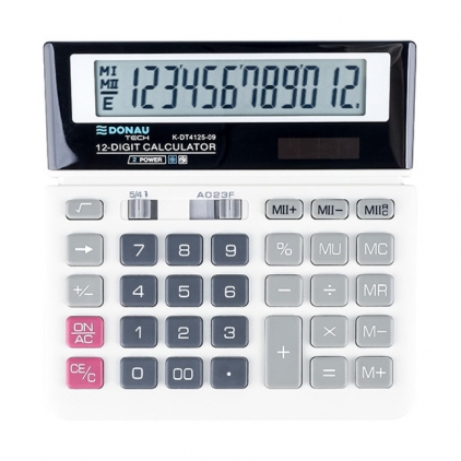 Calculator de birou Donau Tech, 190 x 143 x 40 mm, 14 digiti, negru Calculator de birou Donau Tech, 155 x 152 x 28 mm, 12 digiti, alb