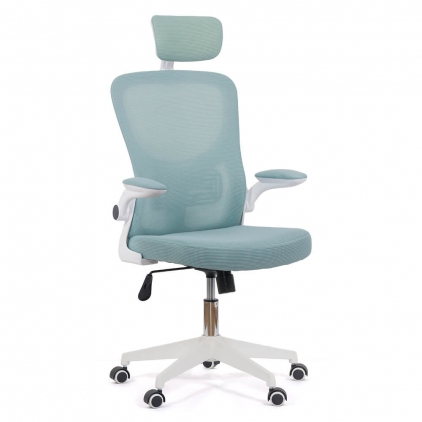 Scaun de birou ergonomic OFF 989 Scaun de birou ergonomic cu spatar inalt, suport lombar si cotiere rabatabile OFF 336 bleu