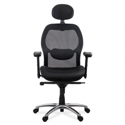 Scaune directoriale OFF 802 alb Scaun de birou ergonomic cu suport lombar si cotiere reglabile SYYT 9513 negru