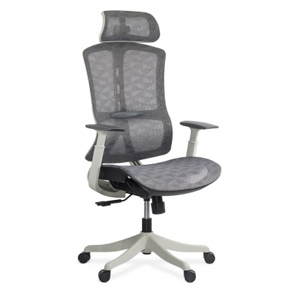 Scaun de birou pentru gaming din mesh si suport picioare OFF 427 gri Scaun de birou ergonomic cu tetiera reglabila SYYT 9511 gri