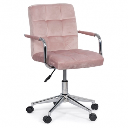 Scaun de birou OFF 332 roz Scaun de birou modern din catifea pentru copii OFF 328V roz