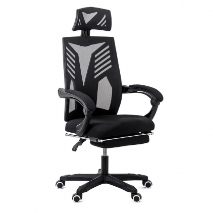 Scaun de birou din catifea rotativ OFF 334 verde Scaun de birou pentru gaming din mesh si suport picioare OFF 427 negru