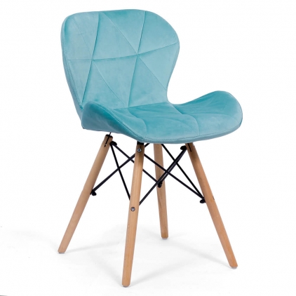 Scaun dining gri din boucle cu cadru negru fix BUC 281 Scaun de bucatarie din catifea si cadru din lemn BUC 241V bleu