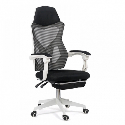Scaun de birou din piele ecologica REZISTENT 200 KG OFF 800 gri Scaun de gaming ergonomic cu suport de picioare OFF 424 alb