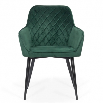 Scaun living cu picioare din lemn BUC 245 negru Scaun dining din catifea BUC 258 verde