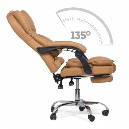 Scaun de birou din piele ecologica REZISTENT 200 KG OFF 800 gri Scaun directorial cu suport de picioare OFF 415 bej