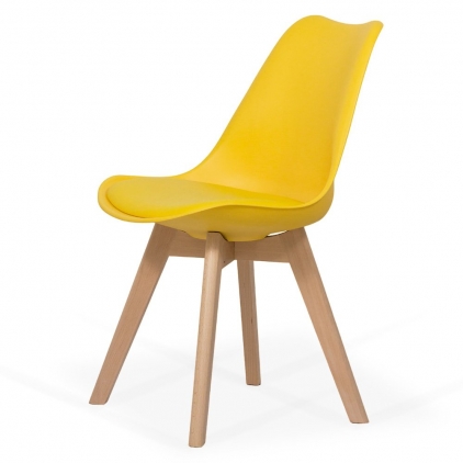 Scaun dining din catifea BUC 257 bej Scaun living BUC 242 galben