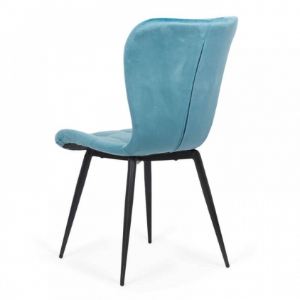 Scaun dining gri din boucle cu cadru negru fix BUC 281 Scaun living BUC 247 turcoaz