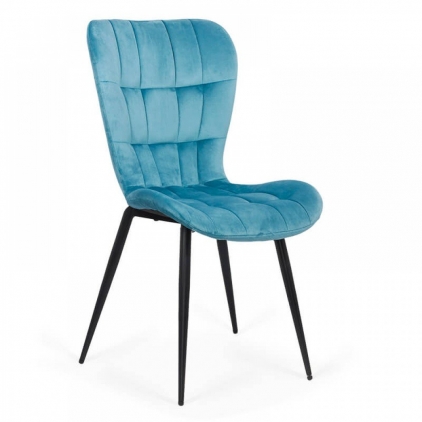 Scaun dining gri din boucle cu cadru negru fix BUC 281 Scaun living BUC 247 turcoaz