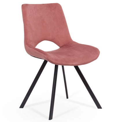Scaun dining gri din boucle cu cadru negru fix BUC 281 Scaun living BUC 250 roz