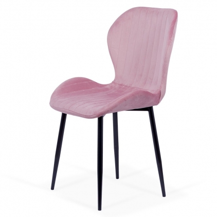 Scaun dining din catifea BUC 257 bej Scaun living din catifea BUC 248U roz