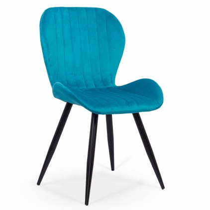 Scaun dining gri din boucle cu cadru negru fix BUC 281 Scaun living din catifea BUC 248U turcoaz