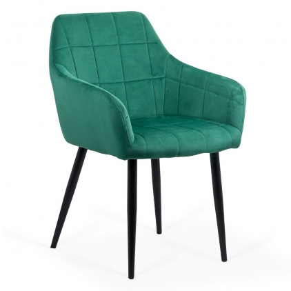 Scaun living din catifea cu picioare metalice negre BUC 260 verde