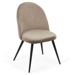 Scaun dining gri din boucle cu cadru negru fix BUC 281 scaun living din catifea cu picioare negre BUC 207 bej