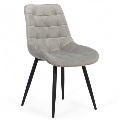 Scaun dining din catifea BUC 257 bej Scaun living din catifea si cadrul metalic  BUC 206 gri