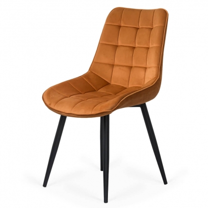 Scaun dining din catifea BUC 257 bej Scaun living din catifea si cadrul metalic  BUC 206 portocaliu