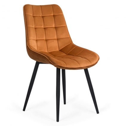 Scaun dining din catifea BUC 257 bej Scaun living din catifea si cadrul metalic  BUC 206 portocaliu