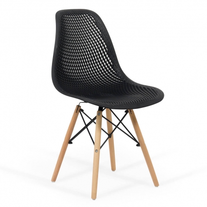 Scaun dining BUC 241 negru Scaun modern din plastic cu picioare din lemn de fag BUC 254 negru