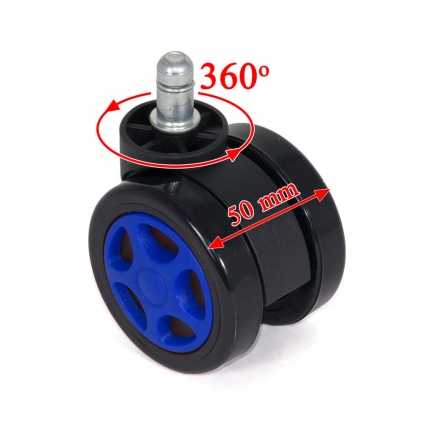 Set 5 role gumate pentru scaune de birou - Alb Set 5 roti gumate pentru scaune gaming - Albastru