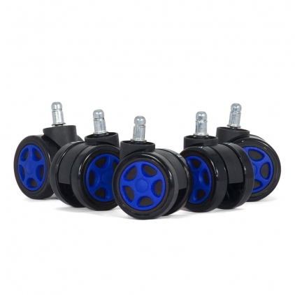 Set 5 role gumate pentru scaune de birou - Alb Set 5 roti gumate pentru scaune gaming - Albastru