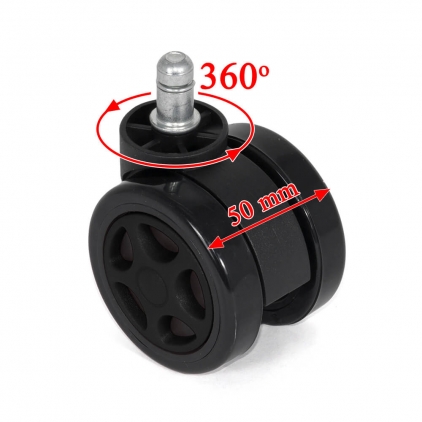 Baza stea metalica neagra rezistenta pana la 150 kg Set 5 roti gumate pentru scaune gaming - Negru
