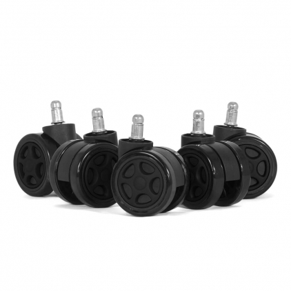 Baza stea metalica neagra rezistenta pana la 150 kg Set 5 roti gumate pentru scaune gaming - Negru