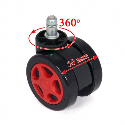 Set 5 role gumate pentru scaune de birou - Alb Set 5 roti gumate pentru scaune gaming - Rosu