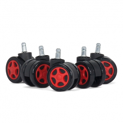 Set 5 role gumate pentru scaune de birou - Alb Set 5 roti gumate pentru scaune gaming - Rosu
