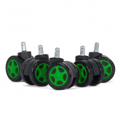Set 5 roti gumate pentru scaune gaming - Alb Set 5 roti gumate pentru scaune gaming - Verde