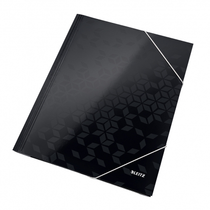Mapa protectie, inchidere fermoar, tip penar, 8x18 cm Mapa cu elastic Leitz WOW, carton laminat, A4, 250 coli, negru