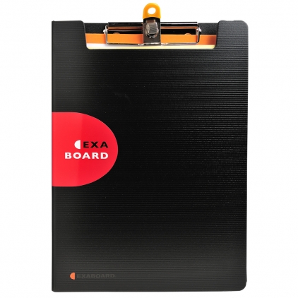 Clipboard Apli A4 PP cu clapa albastru deschis, clip metalic, rezistent Clipboard dublu Exacompta, cu buzunar interior si elastic PP, A4, negru
