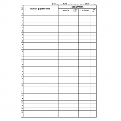 Ordin deplasare-delegatie, A5, 100 file, fata-verso, 3 bucati/set Condica de prezenta, A4, 50 file, fata-verso, 3 bucati/set