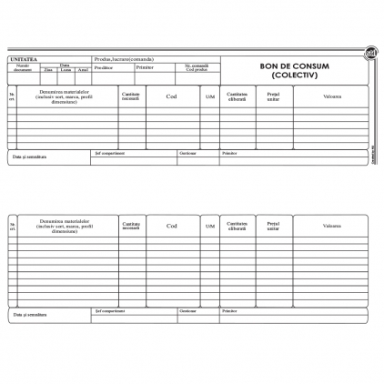 Registru de casa, A4, 50 file, 2 exemplare, 3 bucati/set Bon consum colectiv, 2/A4, 100 file, fata-verso, 3 bucati/set