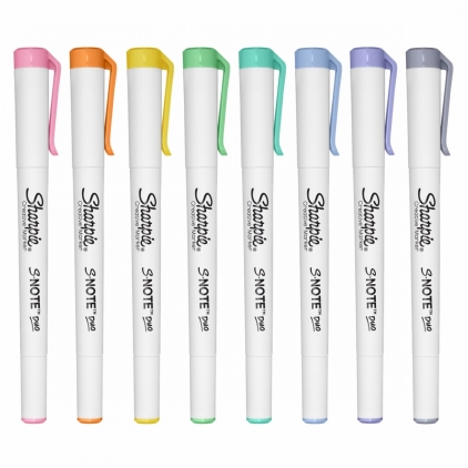 Marker permanent cu vopsea Donau, varf rotund, 2.2 mm, alb Set 8 Marker Coloring Chisel Sharpie S Note Pastel Colors