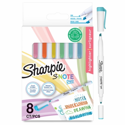 Marker permanent cu vopsea Donau, varf rotund, 2.2 mm, alb Set 8 Marker Coloring Chisel Sharpie S Note Pastel Colors