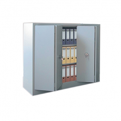 Dulap metalic pentru ustensile de curatenie, rezistent, durabil Dulap metalic Ceha, gri, 120x42x100 cm, 2 usi pliabile si 2 polite