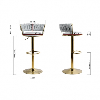 Scaune de bar modern rotativ ABS 191 crem Scaun bar, înălțime reglabilă, rotativ, suport picioare, catifea, albastru, ABS 118