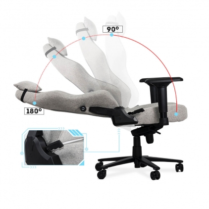 Scaun de birou ergonomic OFF 989 Scaun gaming textil cu cotiere 4D si suport lombar integrat OFF 297 gri