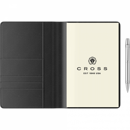 Mapa tip plic Precision Trend A5 Black Lined Mapa Piele cu Blocnotes Cross Leather Townsend A5 Black Lined - 170 pagini 80 g/mp + Pix Cross Nile Chrome CT