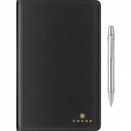 Mapa tip plic Precision Trend A5 Black Lined Mapa Piele cu Blocnotes Cross Leather Townsend A5 Black Lined - 170 pagini 80 g/mp + Pix Cross Nile Chrome CT