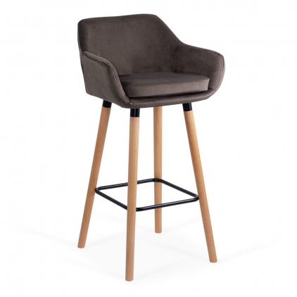 Scaune bar ABS 151 gri Scaun de bar cu șezut din catifea și cadru din lemn de fag ABS 1271 gri