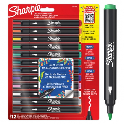 Marker cu Creta Lichida Bullet Sharpie Chalk Medium Point Green Set 12 Markere Creativ Sharpie Creative Assorted Colors