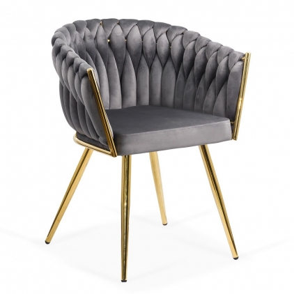 Scaun dining din catifea BUC 257 bej Scaun modern din catifea si cadrul auriu BUC 261 gri